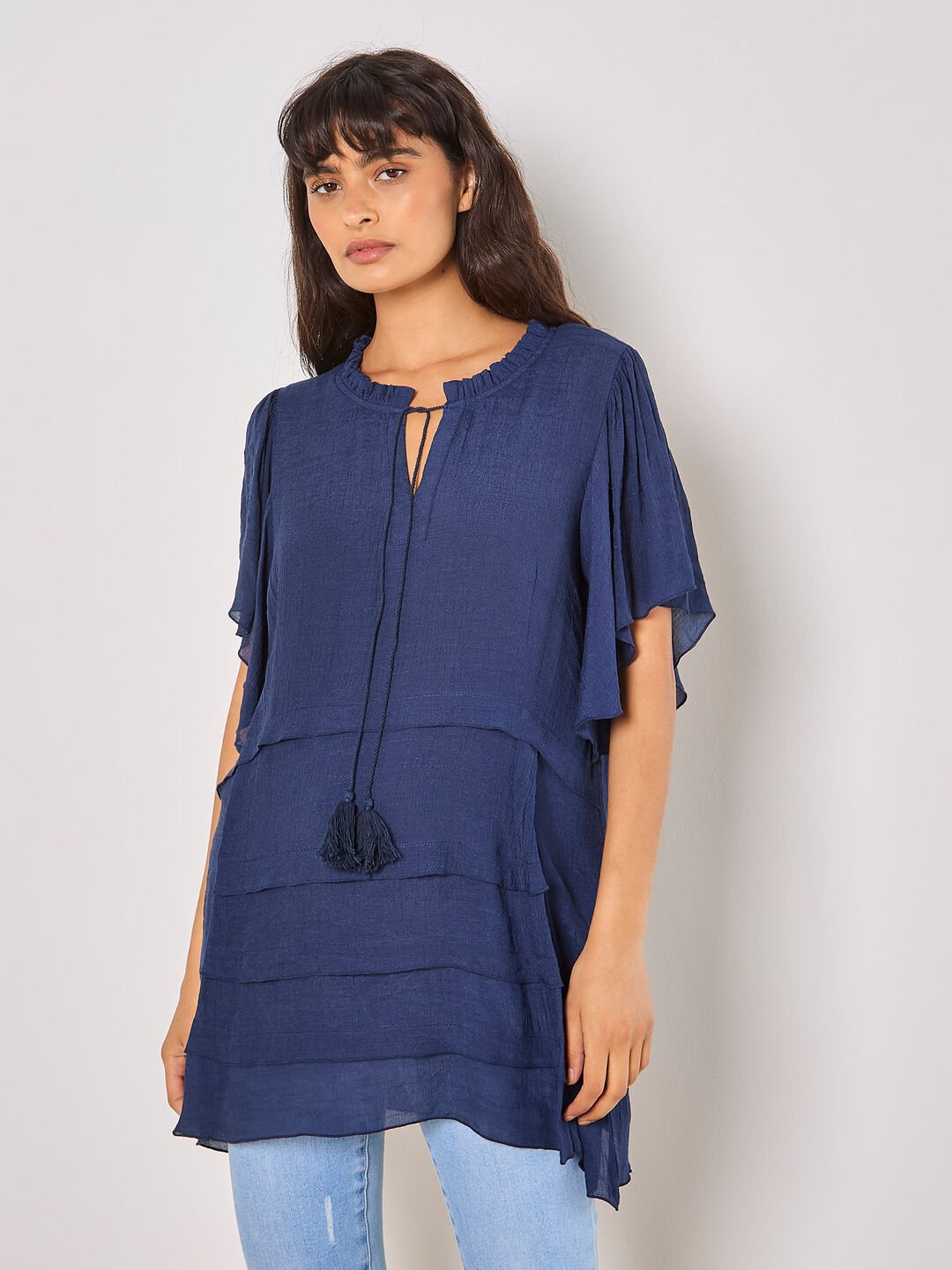 APRICOT - Ruffle Tiered Tunic Top - 968578 - Boutique Bubbles