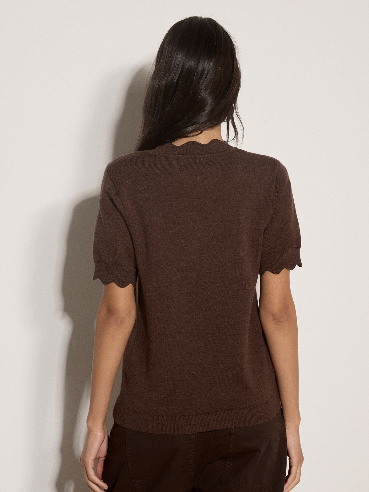 APRICOT - Scallop Neck & Sleeve Knit Tee - X246458 - Boutique Bubbles