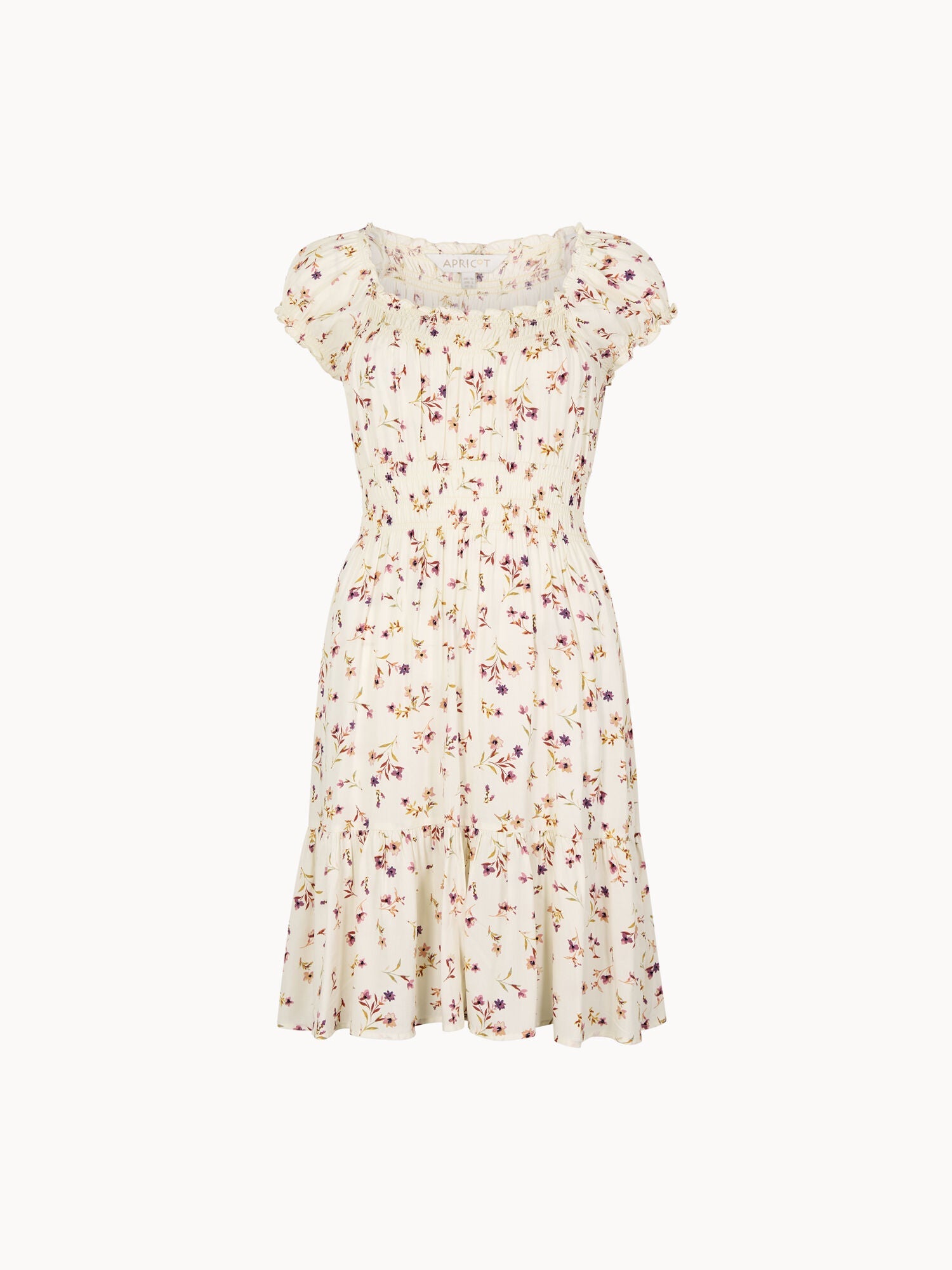 APRICOT - Smocked Floral Print Mini Dress - X181469 - Boutique Bubbles