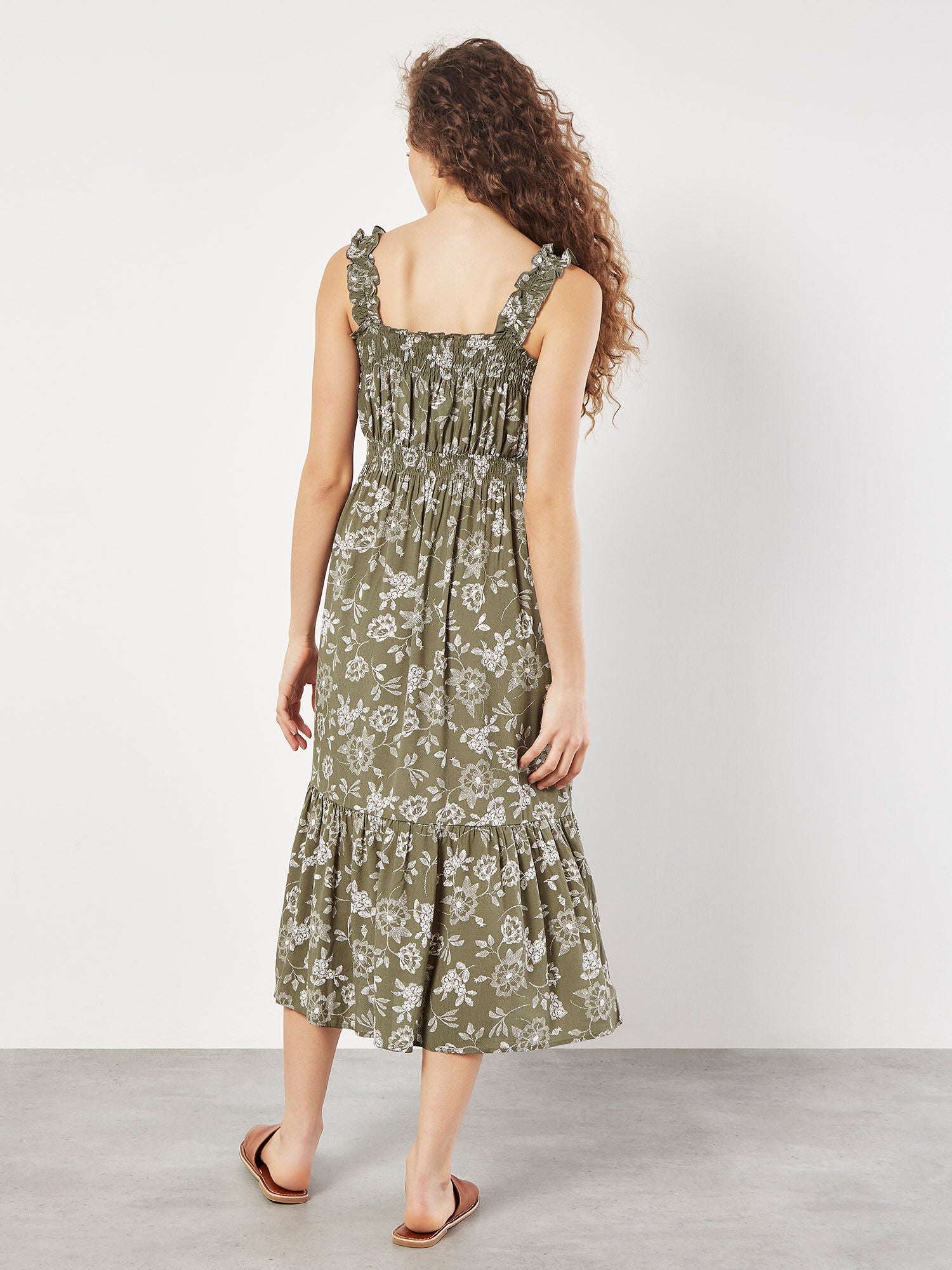 APRICOT - Smocked Nape Floral Border Dress - 824782 - Boutique Bubbles