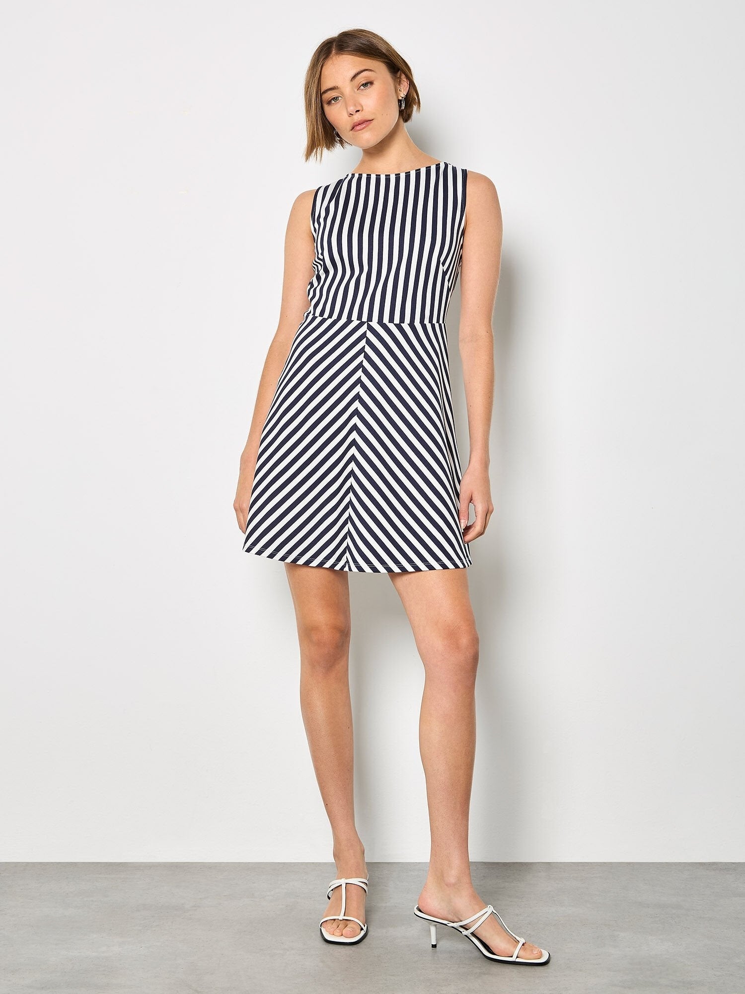 APRICOT - Stripe Jersey Knit Mini Dress - X181612 - Boutique Bubbles