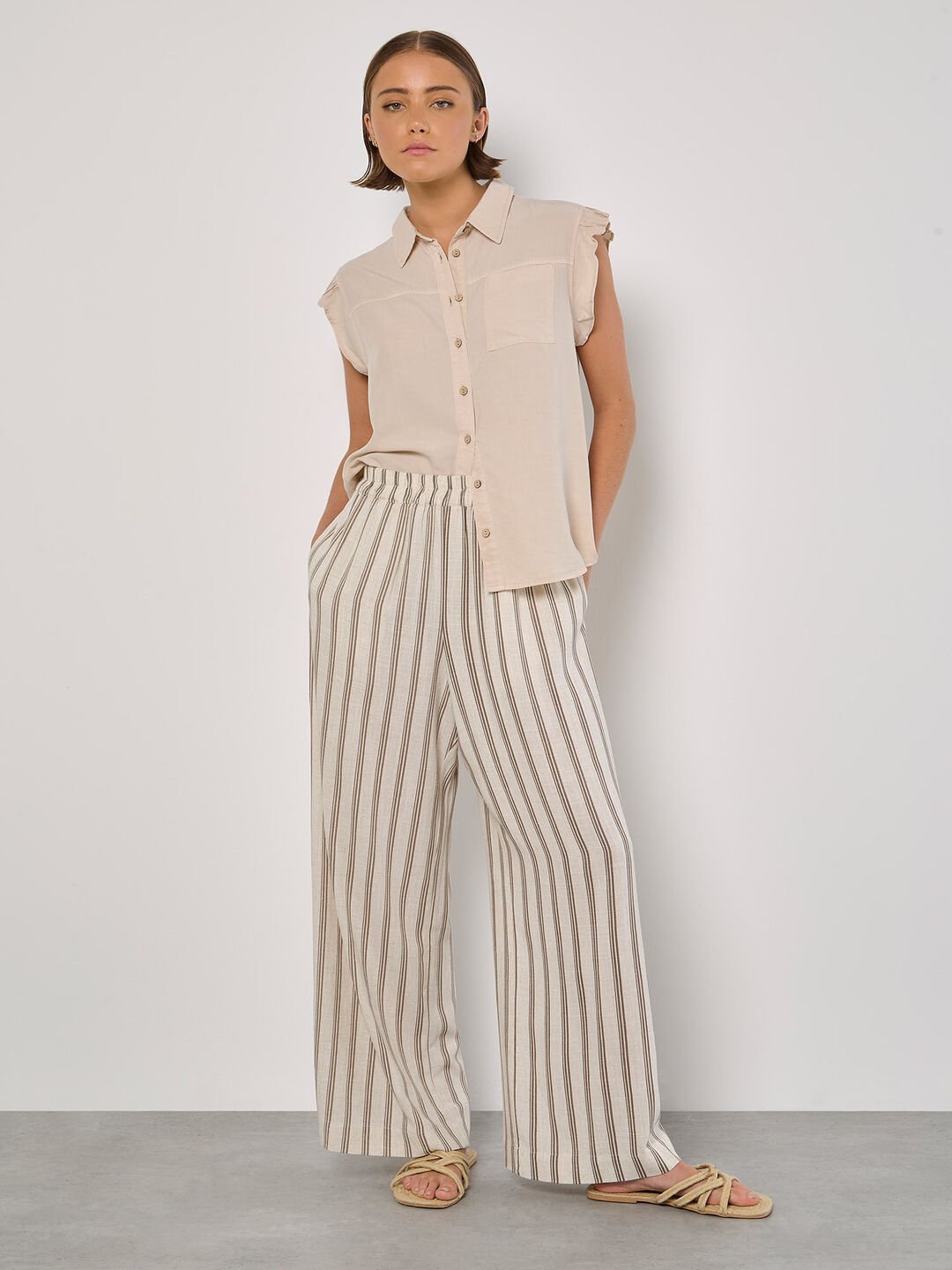 APRICOT - Stripe Wide Leg Trousers - 962835 - Boutique Bubbles