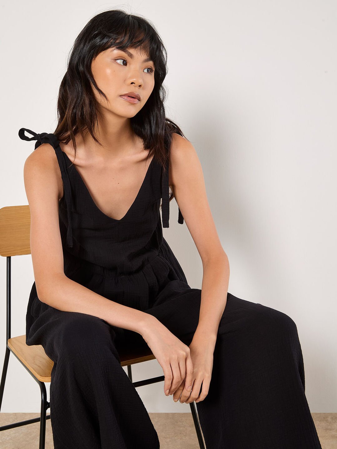 APRICOT - Textured Cotton Wide Leg Jumpsuit - 947887 - Boutique Bubbles