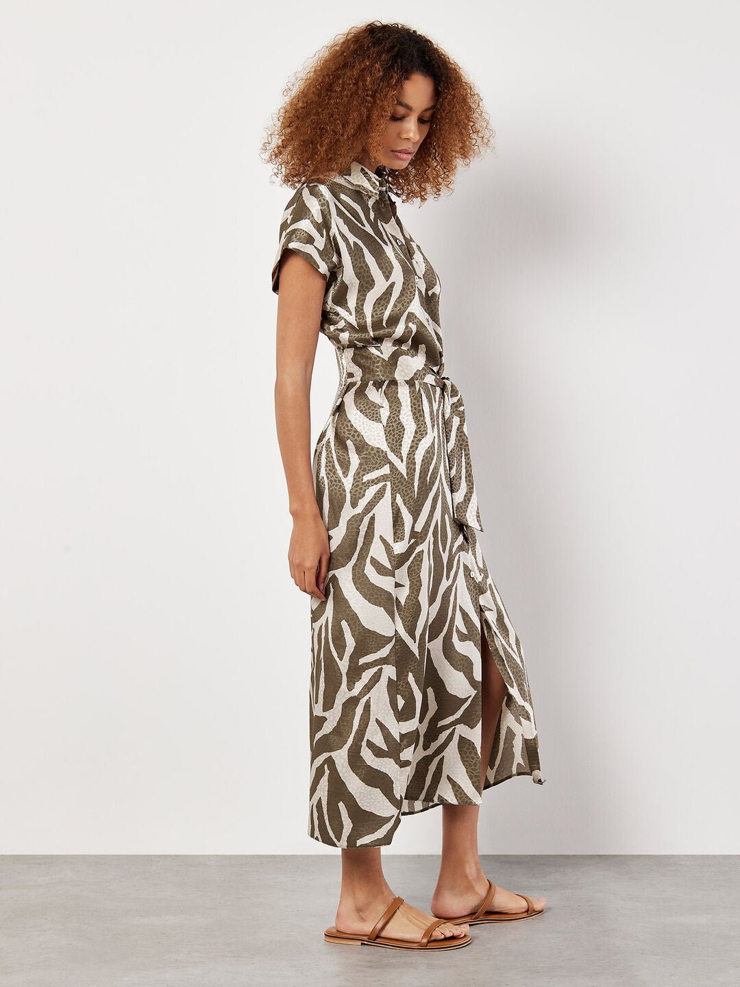 APRICOT - Textured Satin Zebra Print Midi Dress - 908642 - Boutique Bubbles