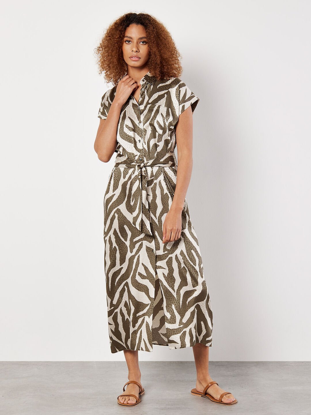 APRICOT - Textured Satin Zebra Print Midi Dress - 908642 - Boutique Bubbles