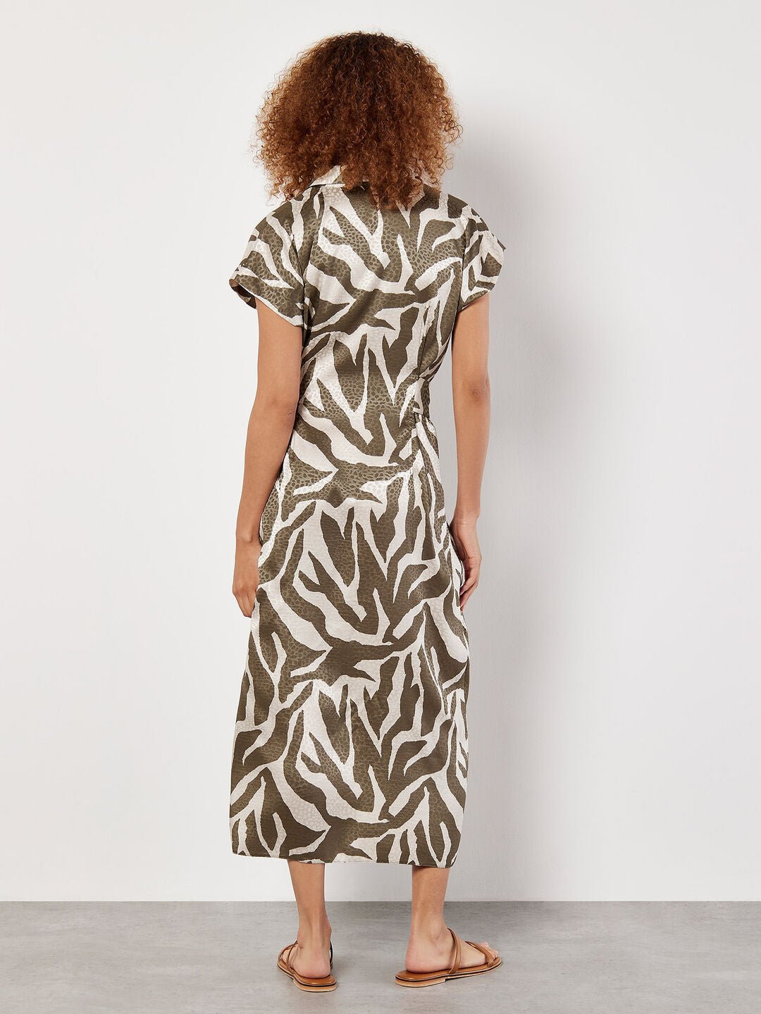 APRICOT - Textured Satin Zebra Print Midi Dress - 908642 - Boutique Bubbles