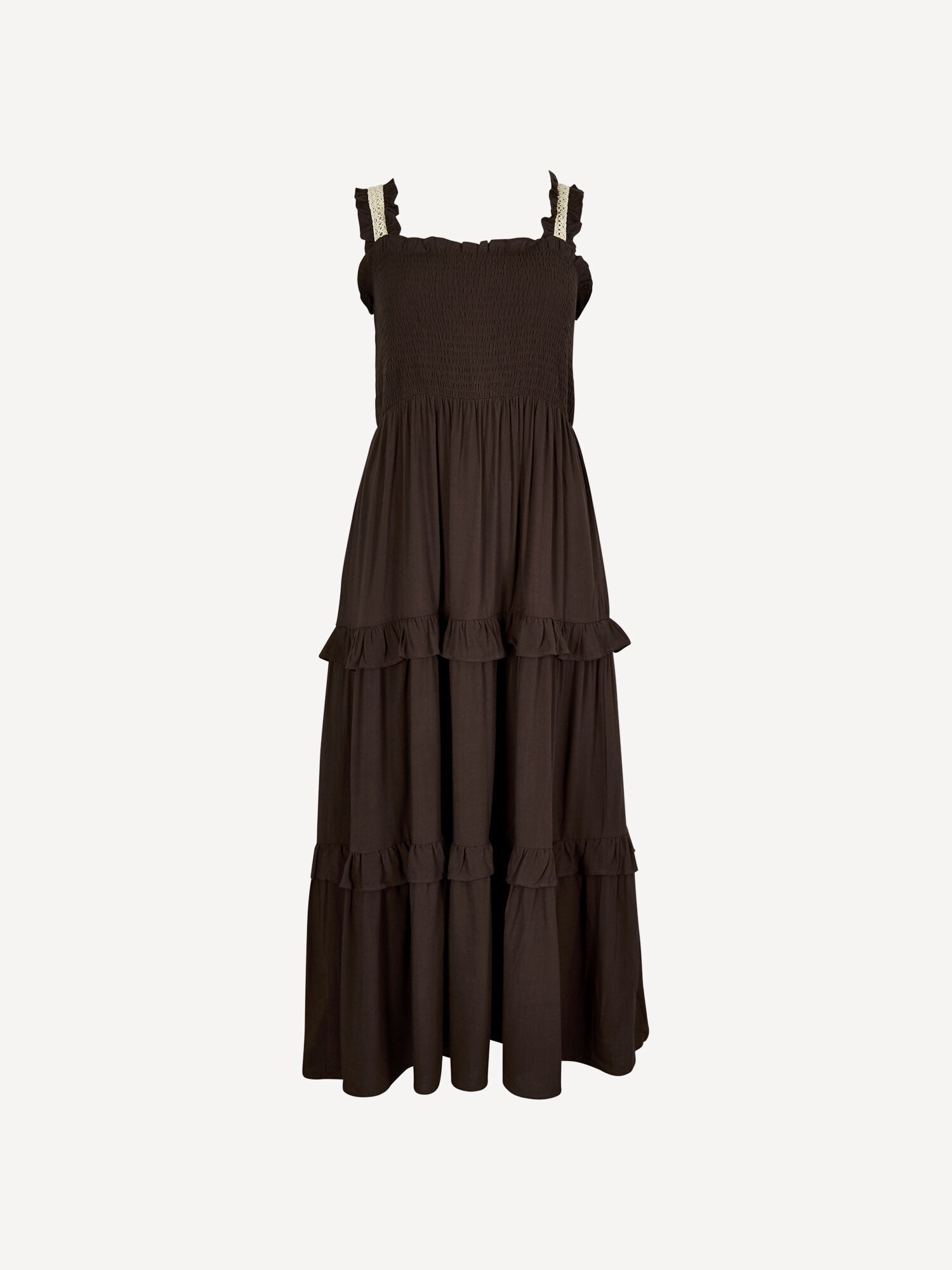APRICOT - Tiered Lace Trim Midi Dress - X171880 - Boutique Bubbles