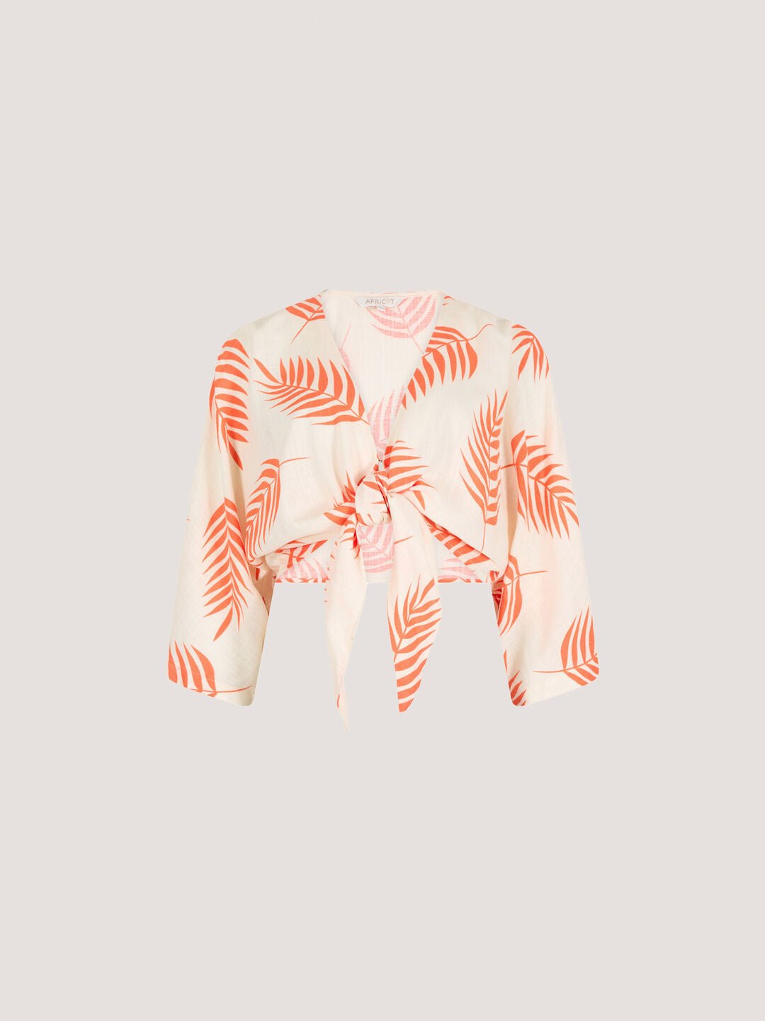 APRICOT - Tropical Leaf Tie Hem Crop Top - 951204 - Boutique Bubbles