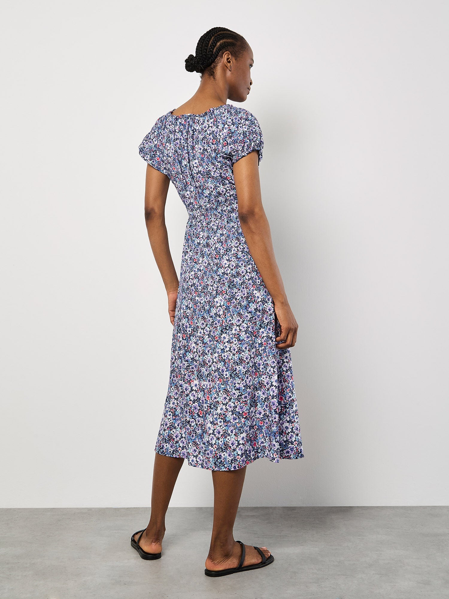 APRICOT - Watercolour Ditsy Milkmaid Tie Detail Midi - 940543 - Boutique Bubbles