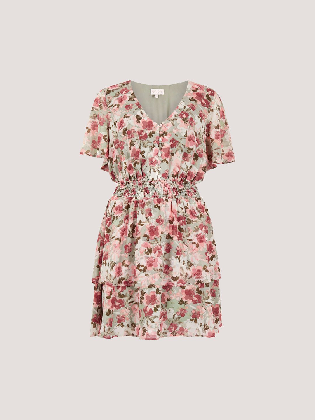 APRICOT - Watercolour Floral Chiffon Mini Dress - 935143 - Boutique Bubbles