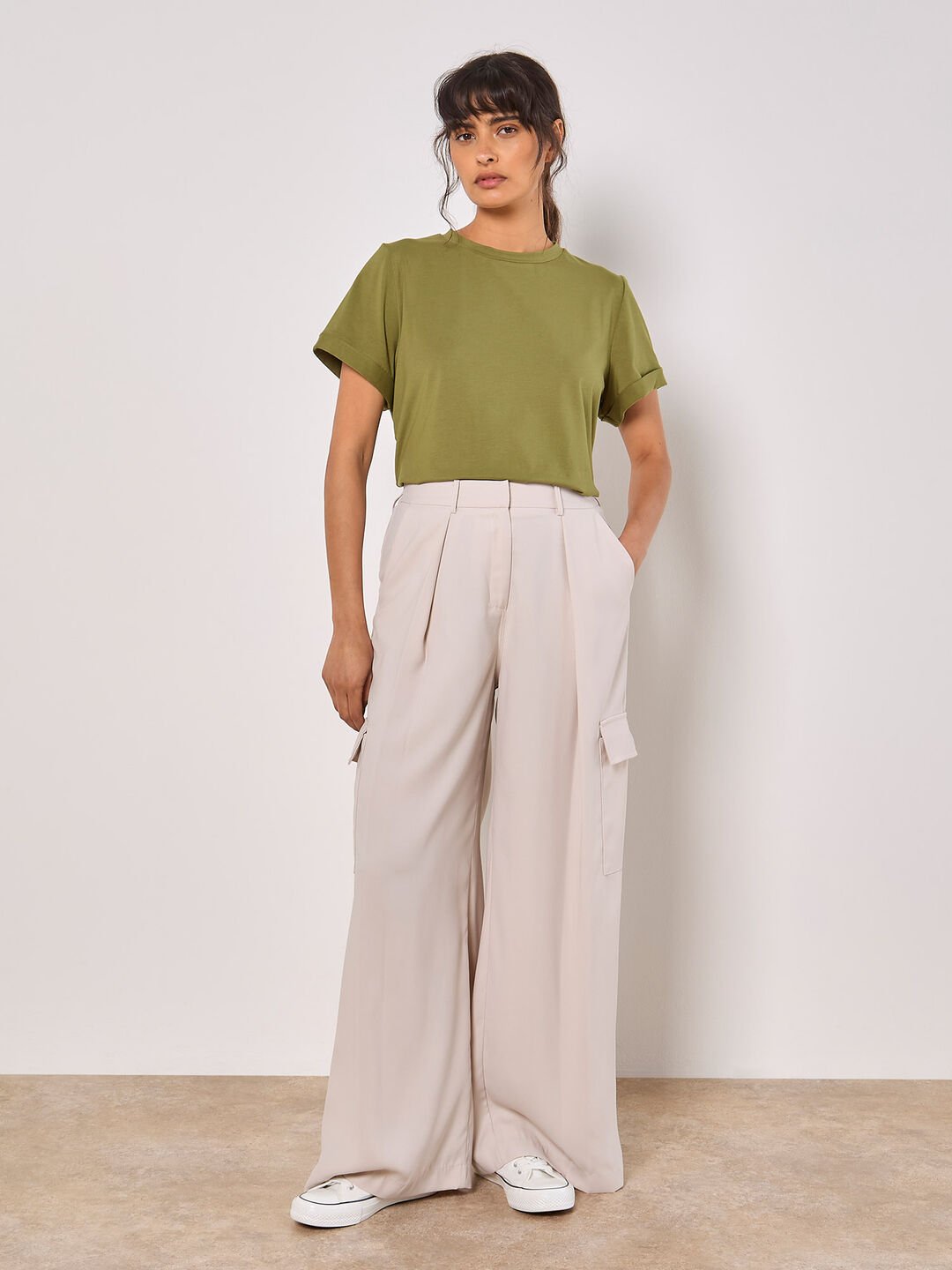 APRICOT - Wide Leg Fluid Cargo Trousers - 934283 - Boutique Bubbles