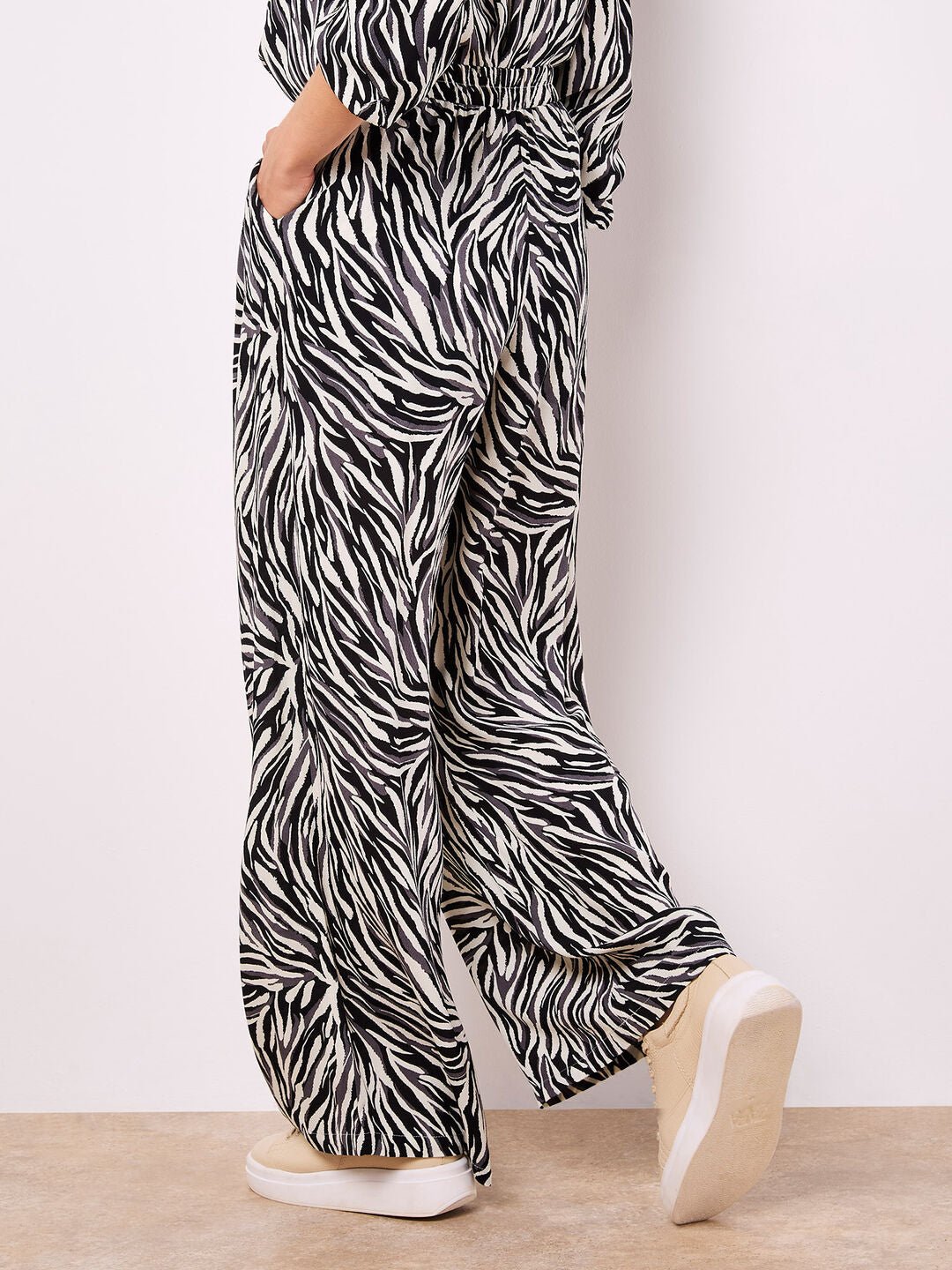 APRICOT - Zebra Print Wide Leg Trousers - 939417 - Boutique Bubbles