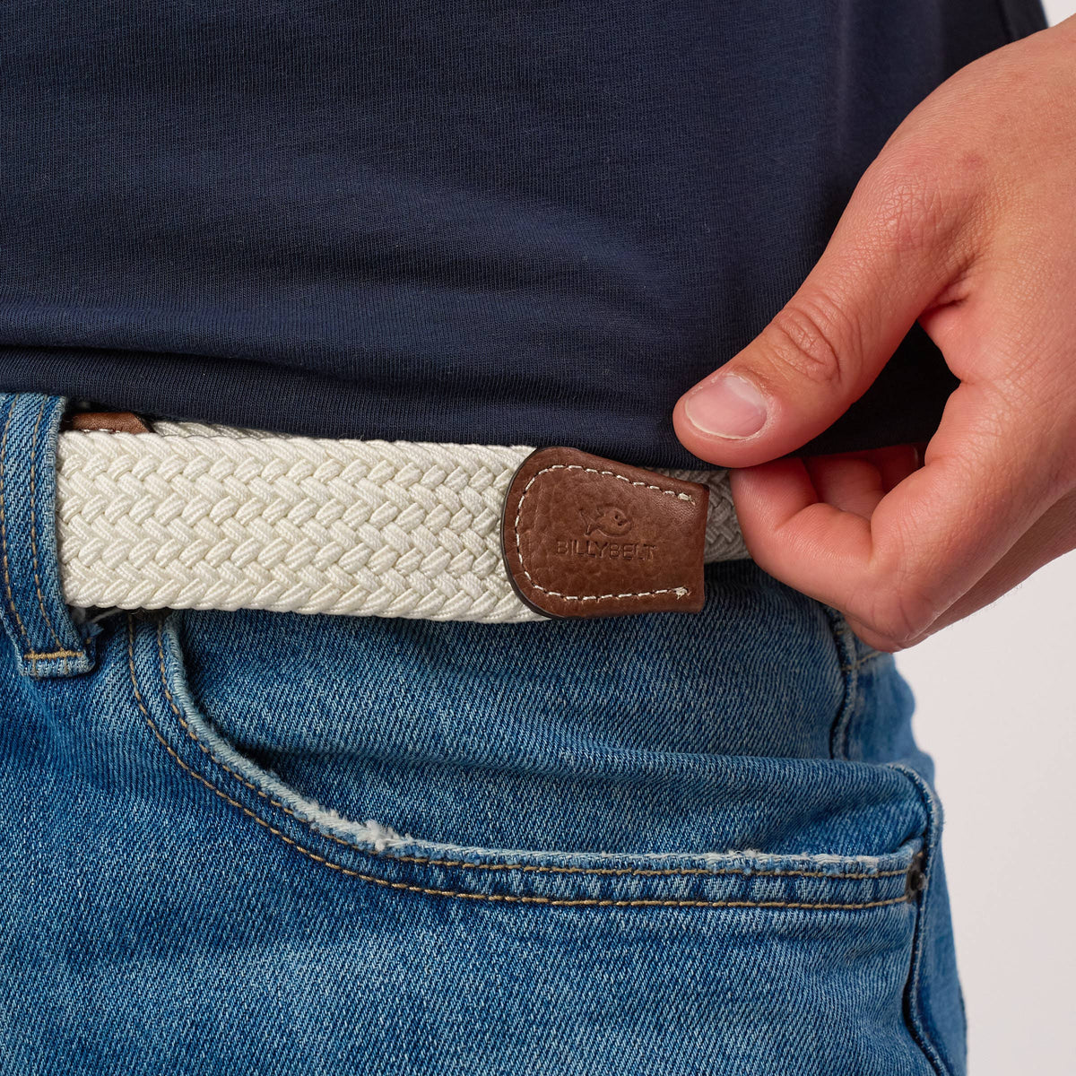 Elastic braided belt - Coconut white