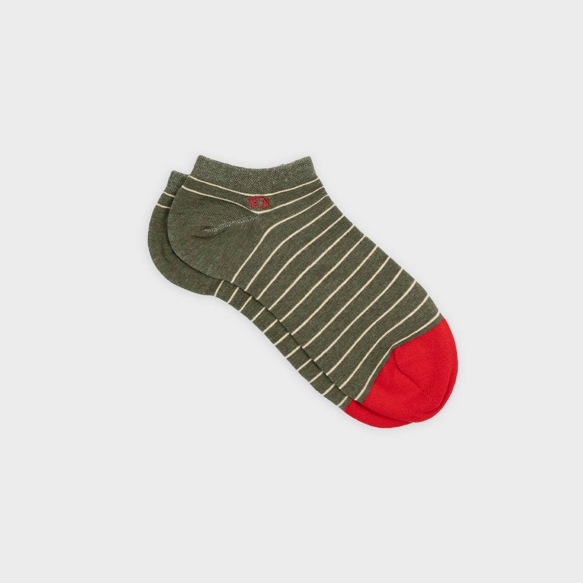 Fine Striped Socks - Khaki, Beige Striped