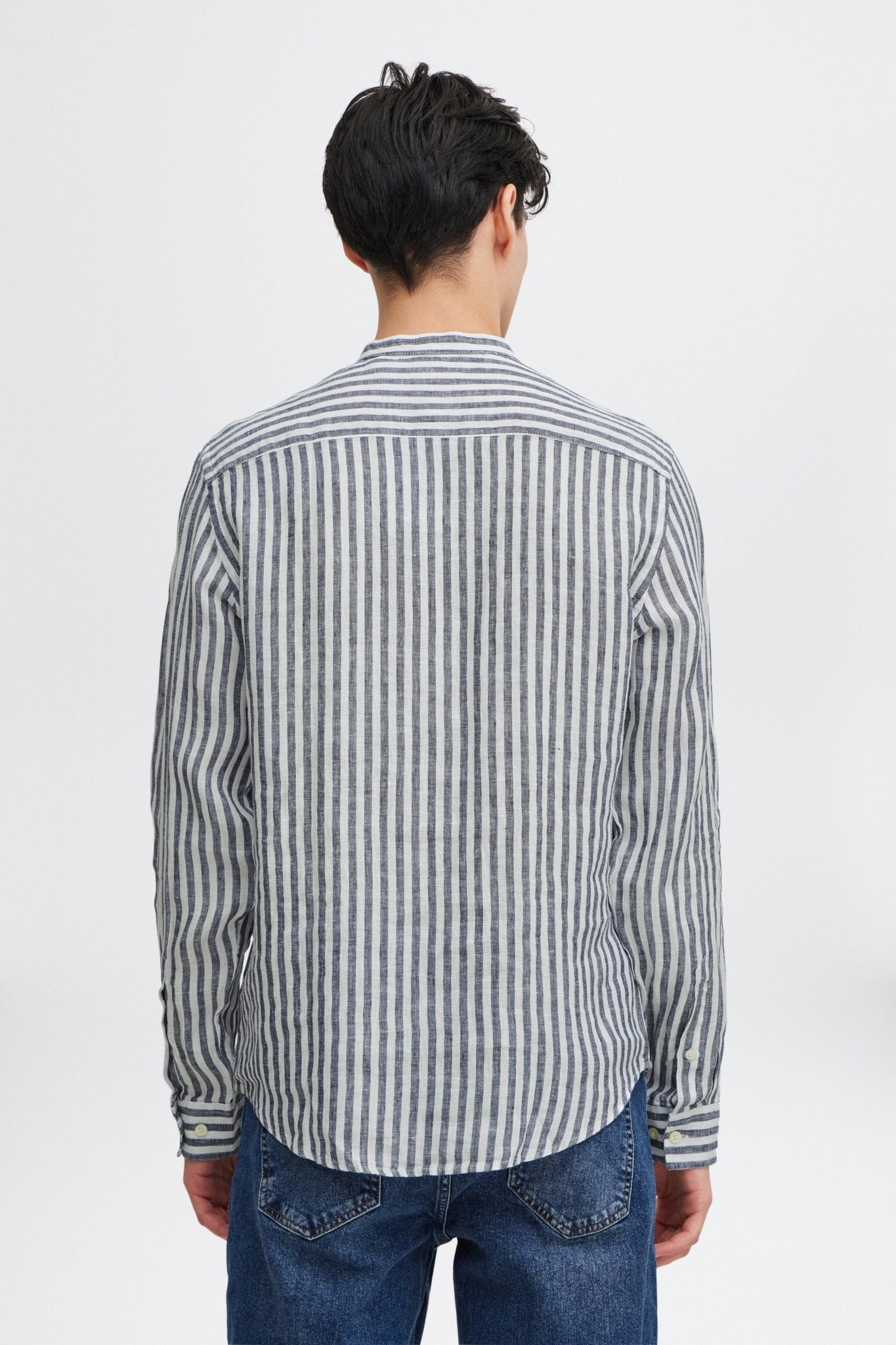CASUAL FRIDAY - ANTON LS CC linen striped shirt - 20505229 - Boutique Bubbles