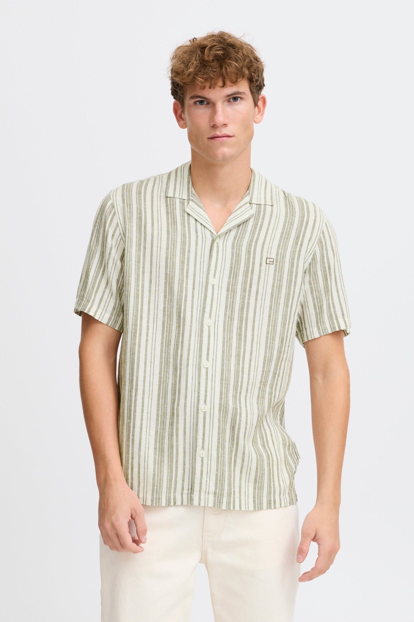CASUAL FRIDAY - CFISAK SS RC stripped linen mix shirt - 20505388 - Boutique Bubbles