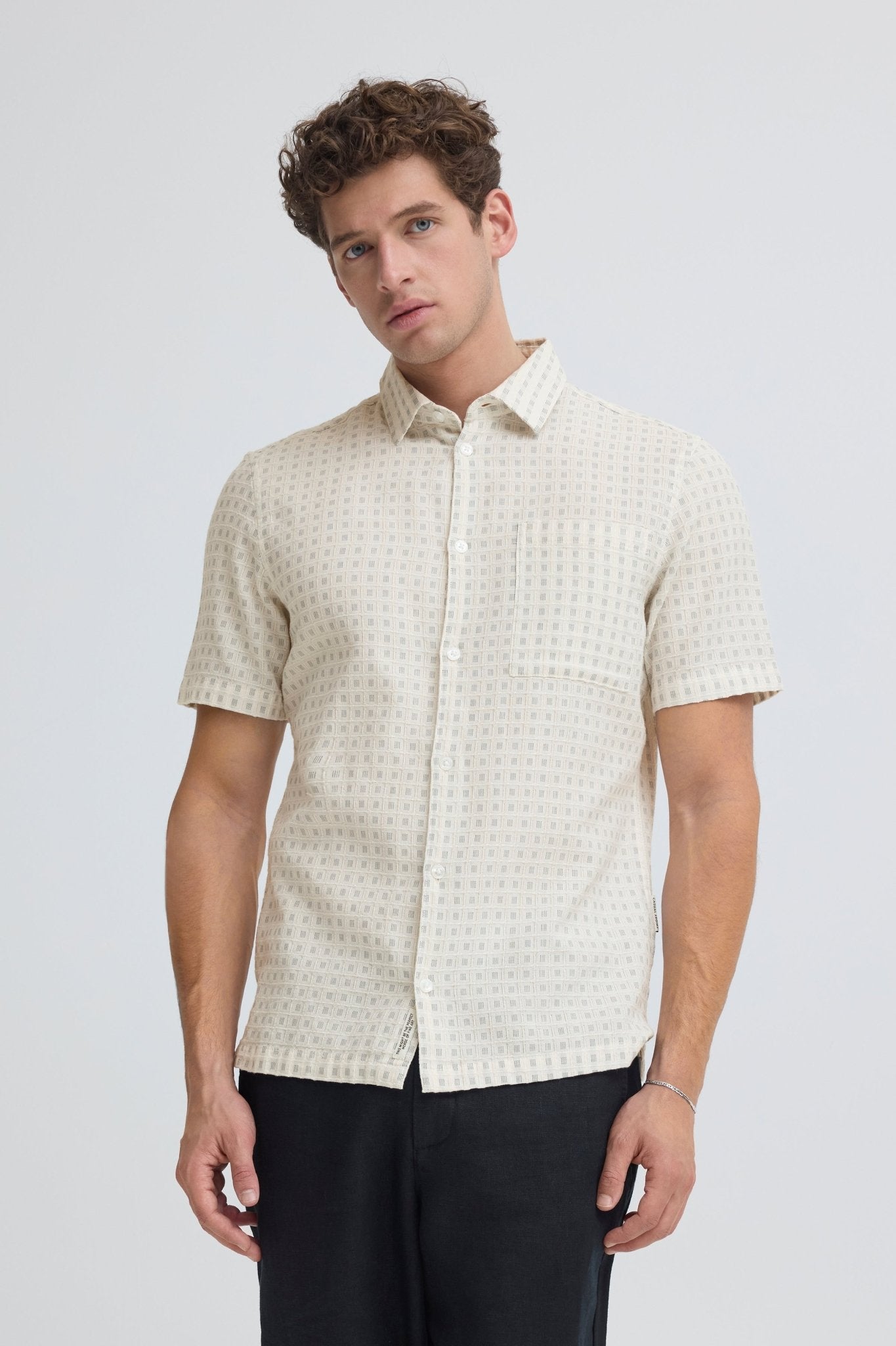 CASUAL FRIDAY - CFSTAI SS DOBBY CHECKED SHIRT - 20506250 - Boutique Bubbles