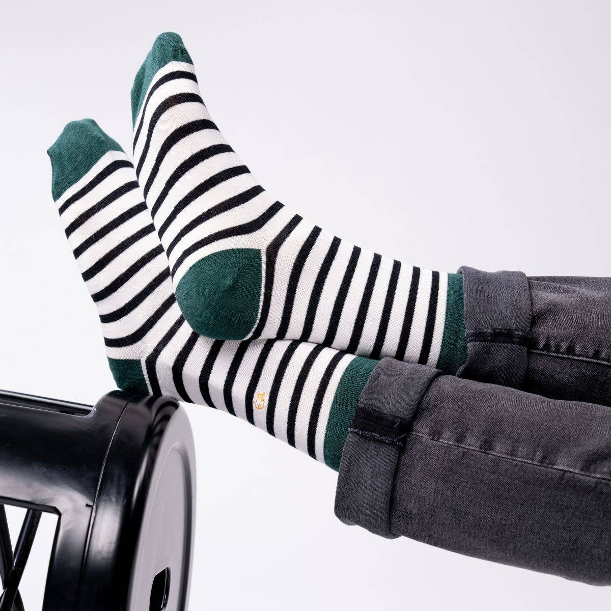Combed Cotton Socks with Wide Stripes - White and Black - Boutique Bubbles