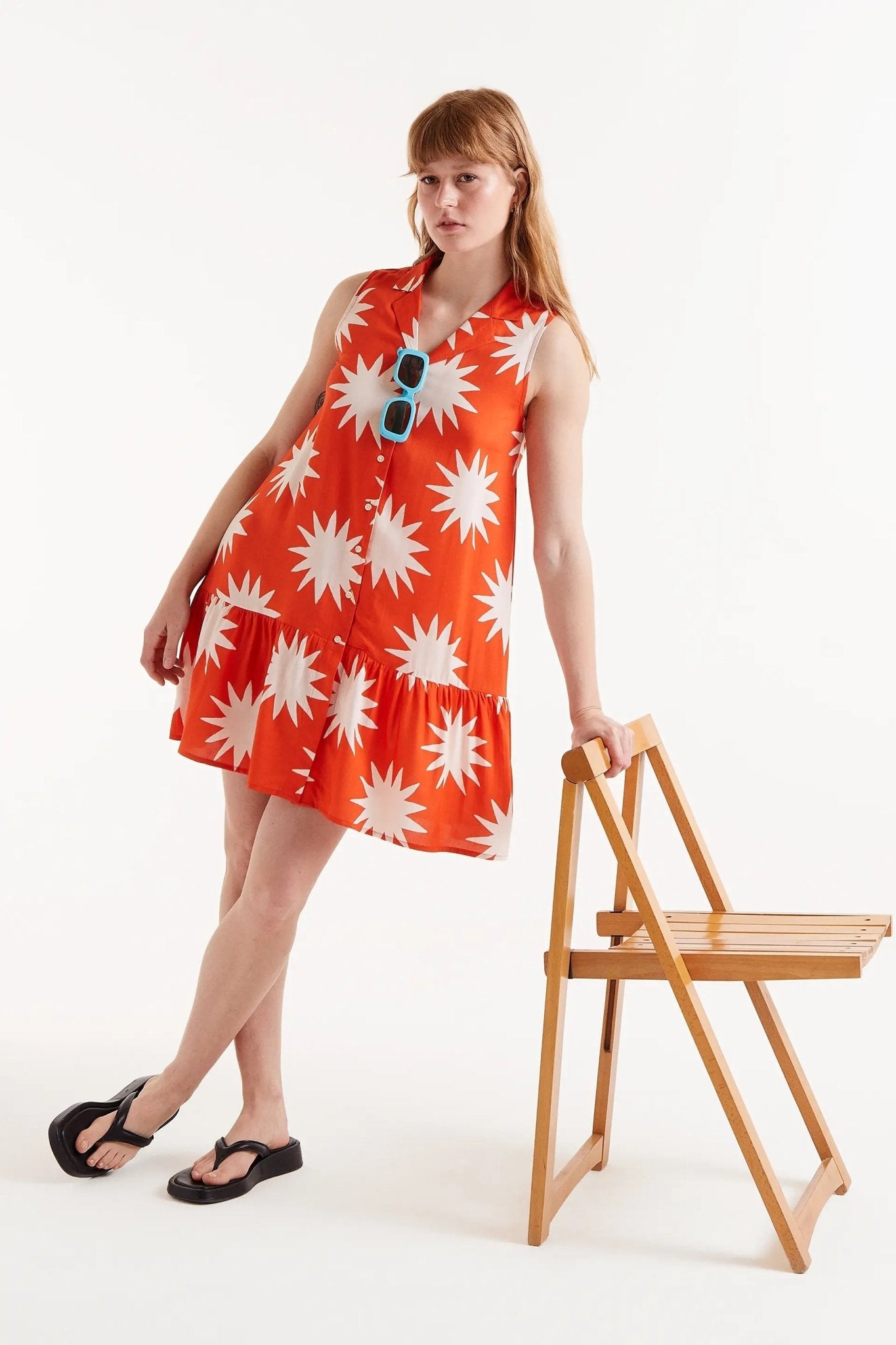 COMPANIA FANTASTICA - Big Sun print short dress - 52C/44112 - Boutique Bubbles