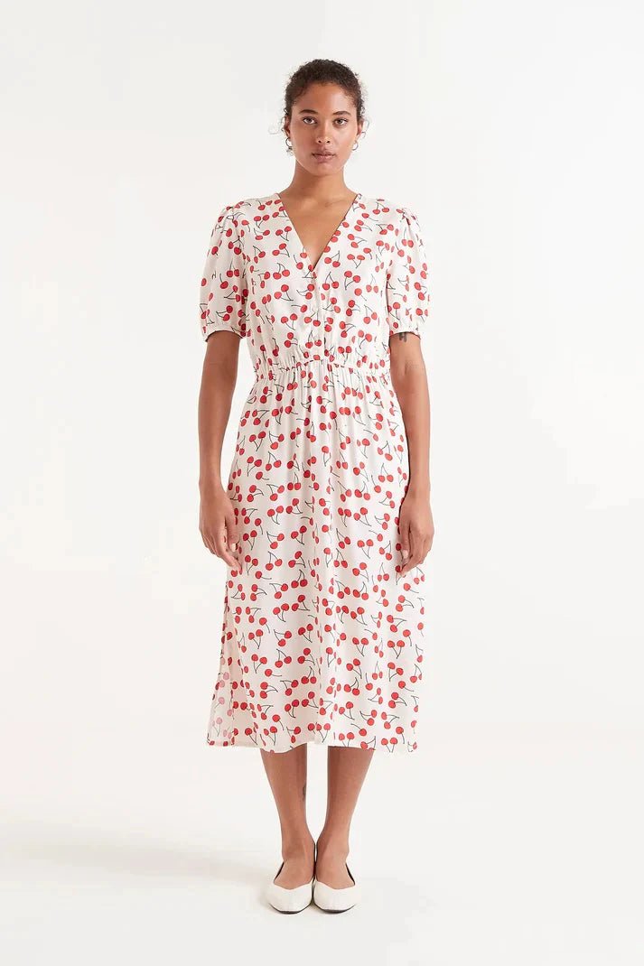 COMPANIA FANTASTICA - Cherry Print Midi Dress - 51C/41000 - Boutique Bubbles