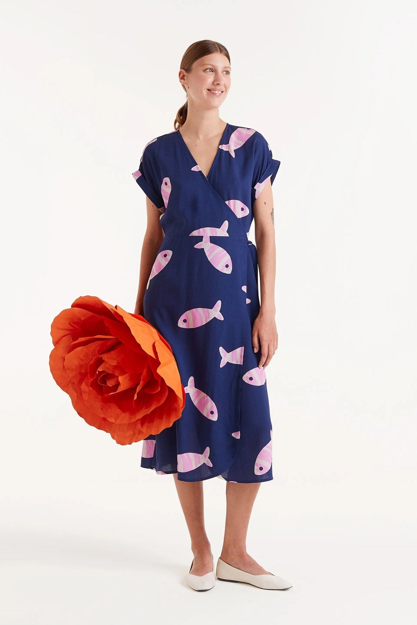 COMPANIA FANTASTICA - LENZING™ ECOVERO™ rayon midi dress with Eureka print - 52C/41103 - Boutique Bubbles