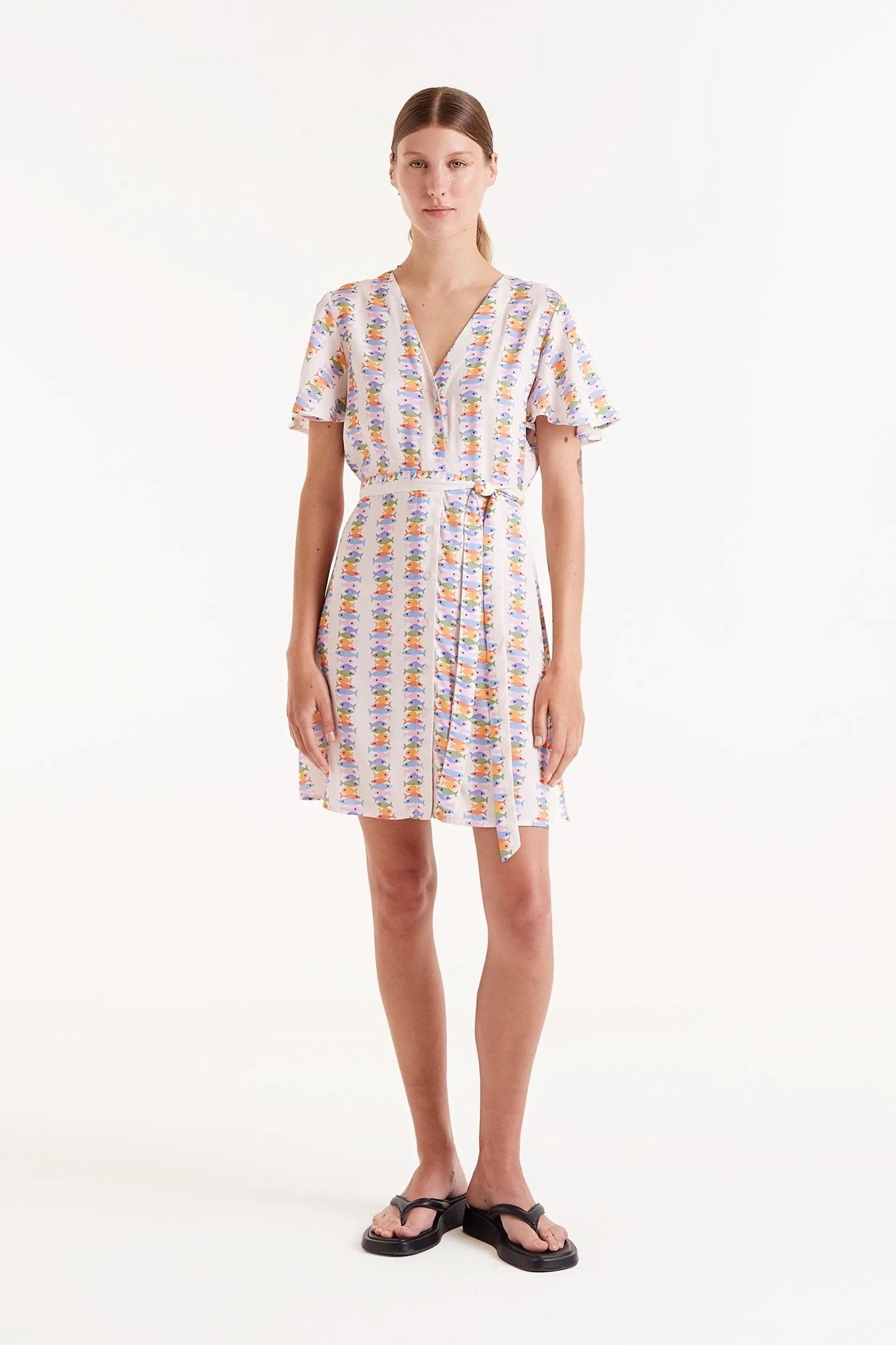 COMPANIA FANTASTICA - LENZING™ ECOVERO™ short dress with a marina print - 52C/41120 - Boutique Bubbles