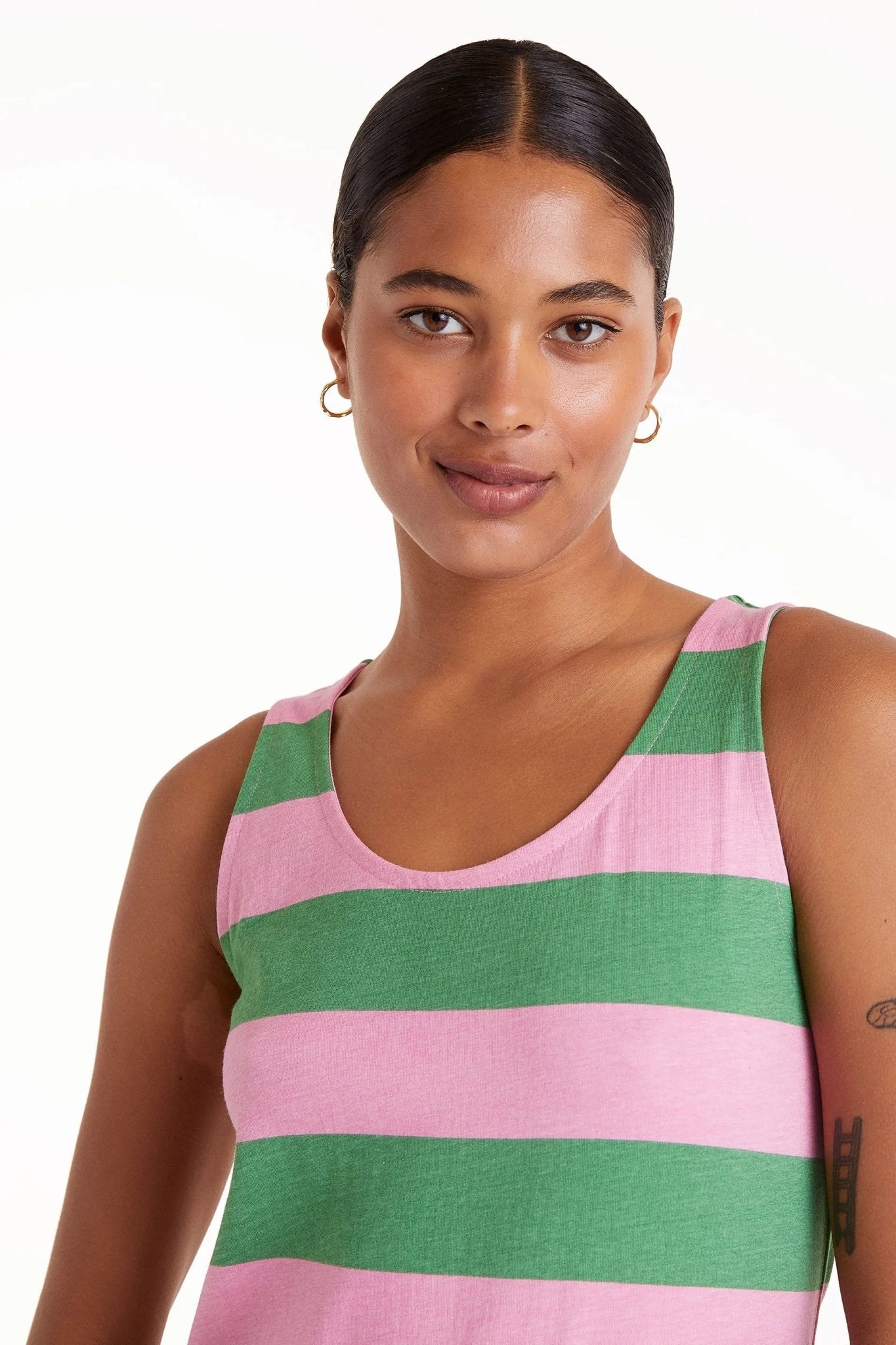 COMPANIA FANTASTICA - Long green striped dress - 52C/42105 - Boutique Bubbles