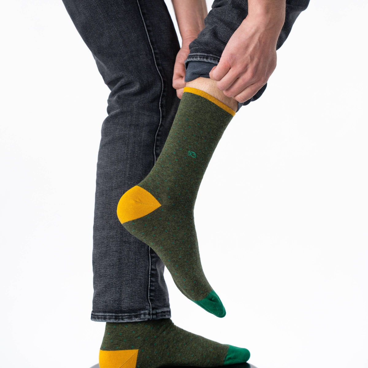 Combed cotton socks - Square khaki