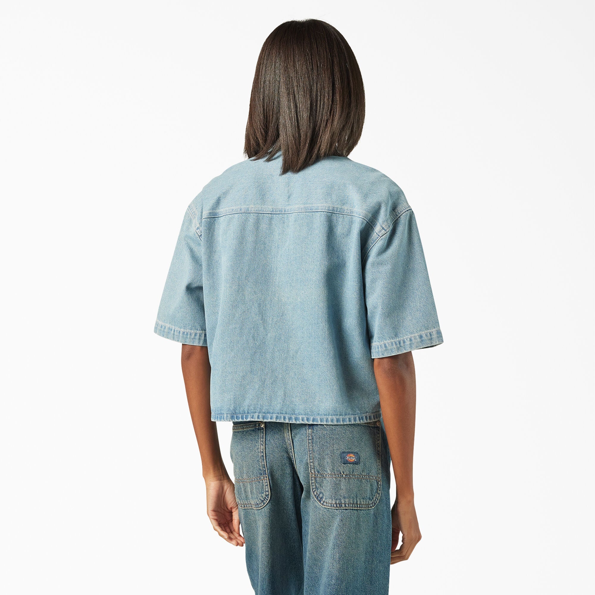 DICKIES - Women's Cropped Denim Work Shirt - A87K9 - Boutique Bubbles