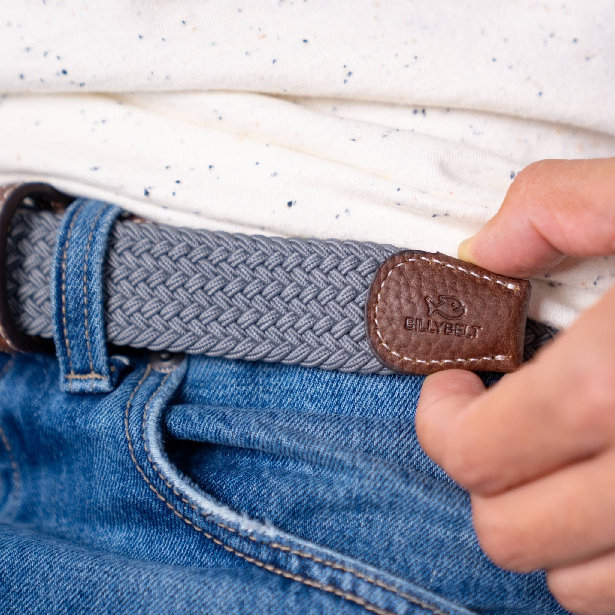 Elastic braided belt - Cool Gray - Boutique Bubbles