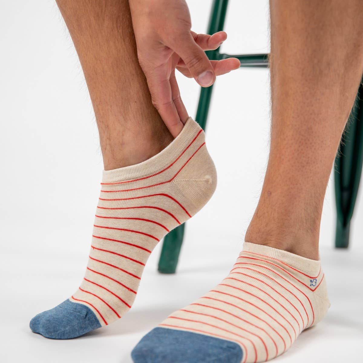 Fine Striped Socks - Beige, Red Striped - Boutique Bubbles