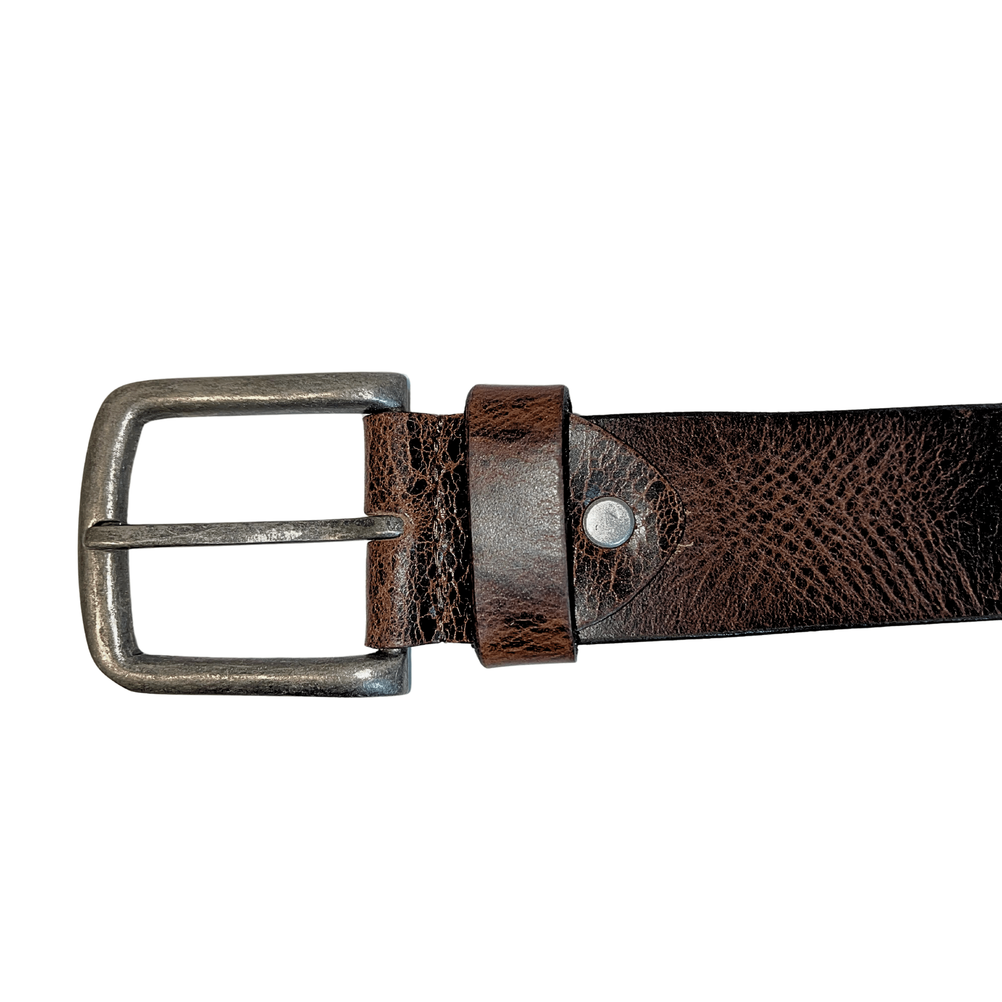 Leather Brown Belt with Vintage Silver Buckle - Boutique Bubbles