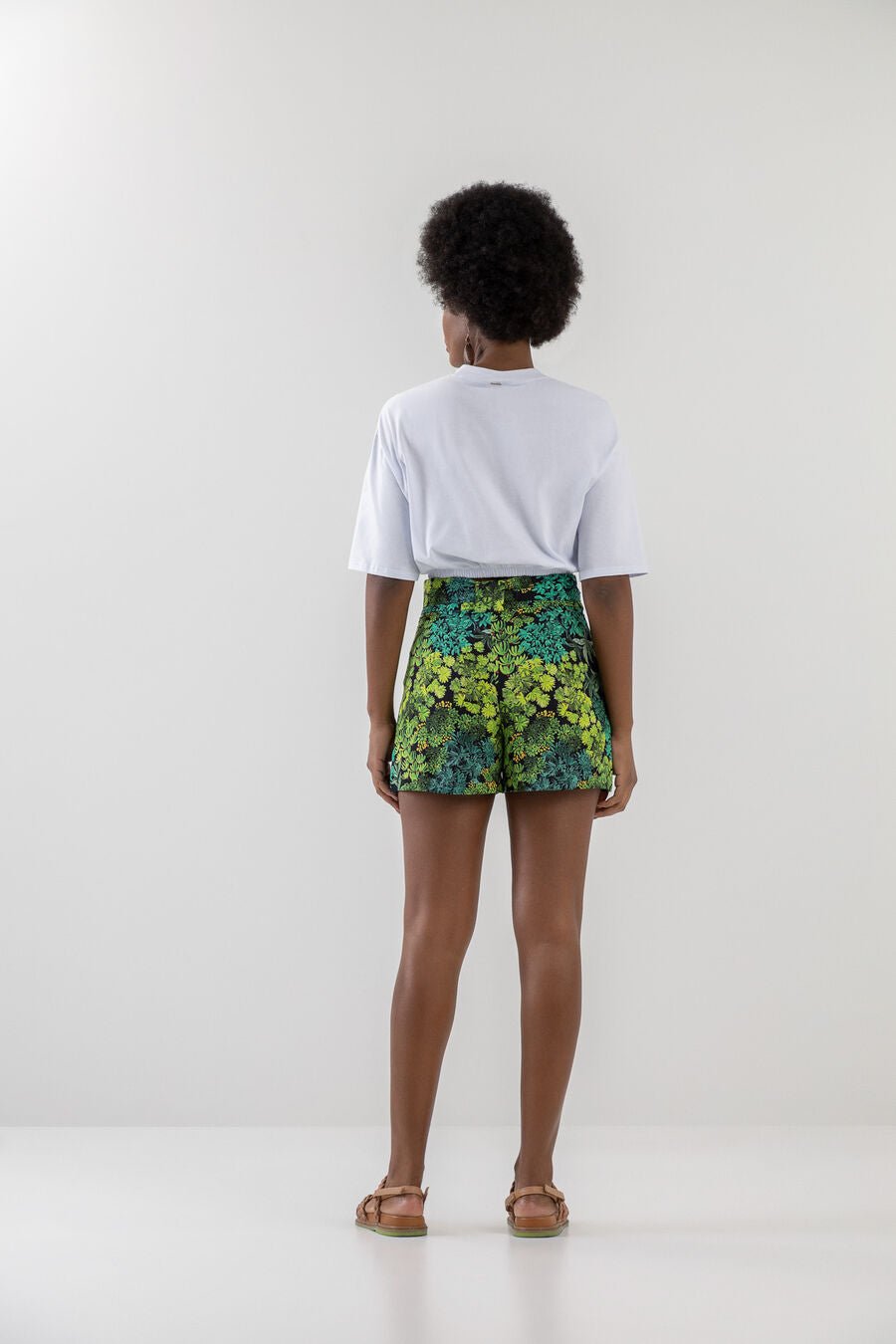 LEZ A LEZ - Printed Cropped T-Shirt With Elastic Bar - 7382L - Boutique Bubbles