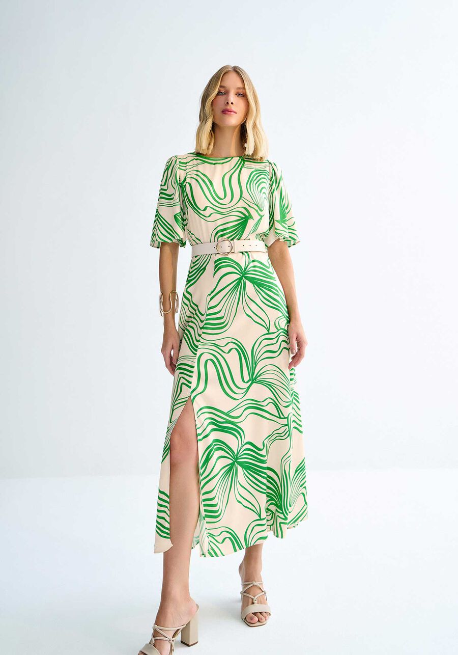 LEZ A LEZ - Printed Midi Dress with Slit - 3204E - Boutique Bubbles