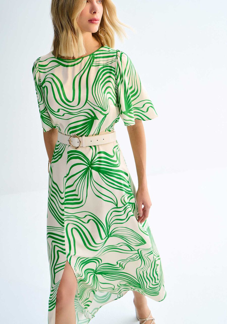 LEZ A LEZ - Printed Midi Dress with Slit - 3204E - Boutique Bubbles