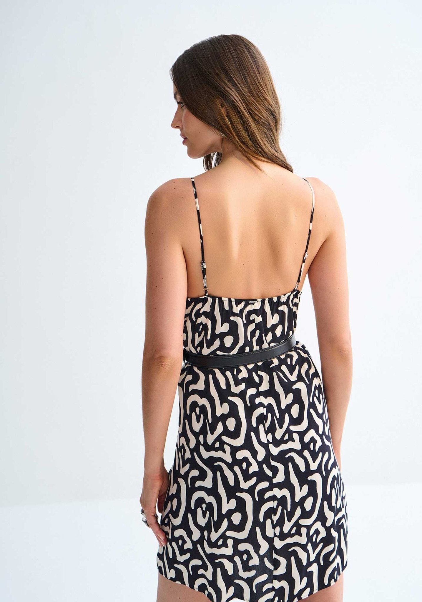 LEZ A LEZ - Short Halter Neck Dress in Printed Viscose - 3162E - Boutique Bubbles