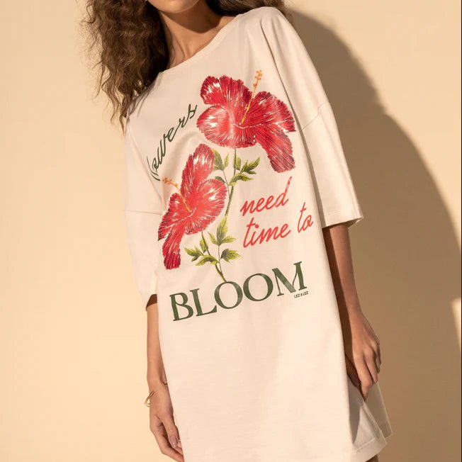 LEZ A LEZ - Top TOP TUNIC DRESS T - SHIRT FLORAL PRINT - 5349E - Boutique Bubbles