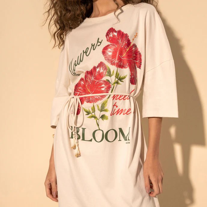 LEZ A LEZ - Top TOP TUNIC DRESS T - SHIRT FLORAL PRINT - 5349E - Boutique Bubbles