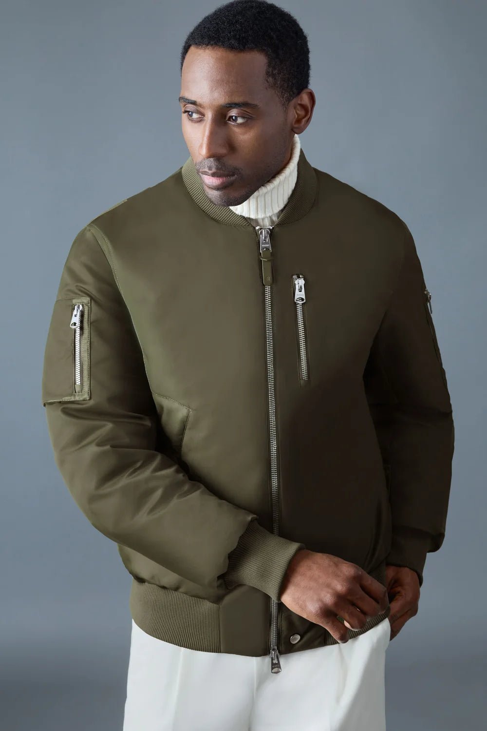 MACKAGE AUGUST-Z - Bomber Jacket with Shearling-Trimmed Hood - Boutique Bubbles