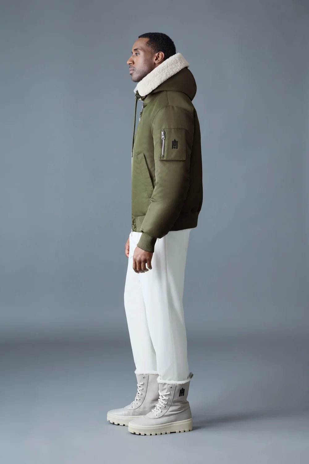 MACKAGE AUGUST-Z - Bomber Jacket with Shearling-Trimmed Hood - Boutique Bubbles