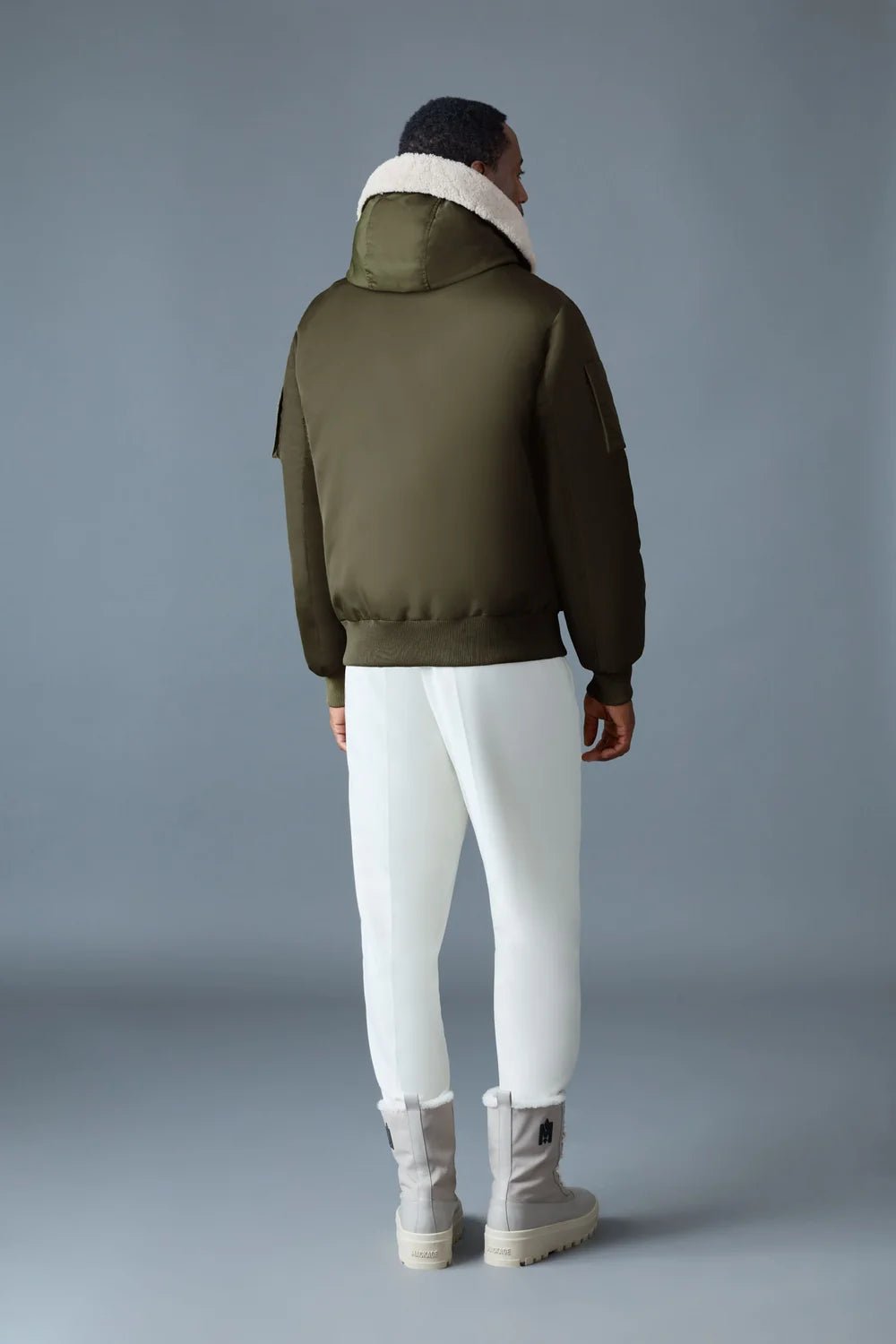 MACKAGE AUGUST-Z - Bomber Jacket with Shearling-Trimmed Hood - Boutique Bubbles