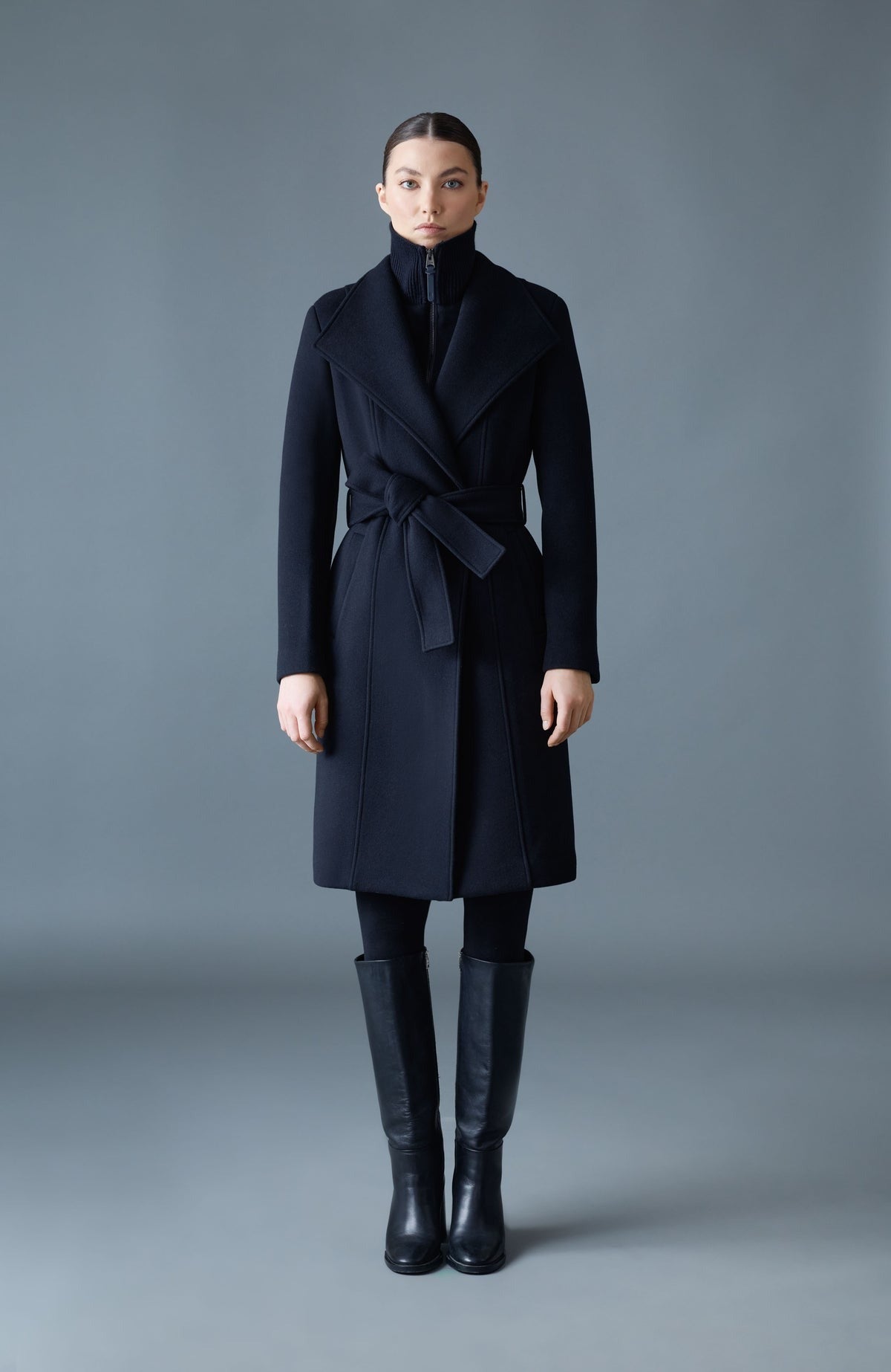 MACKAGE NORITA - 2 - in - 1 Double Face Wool Coat With Sash - Boutique Bubbles