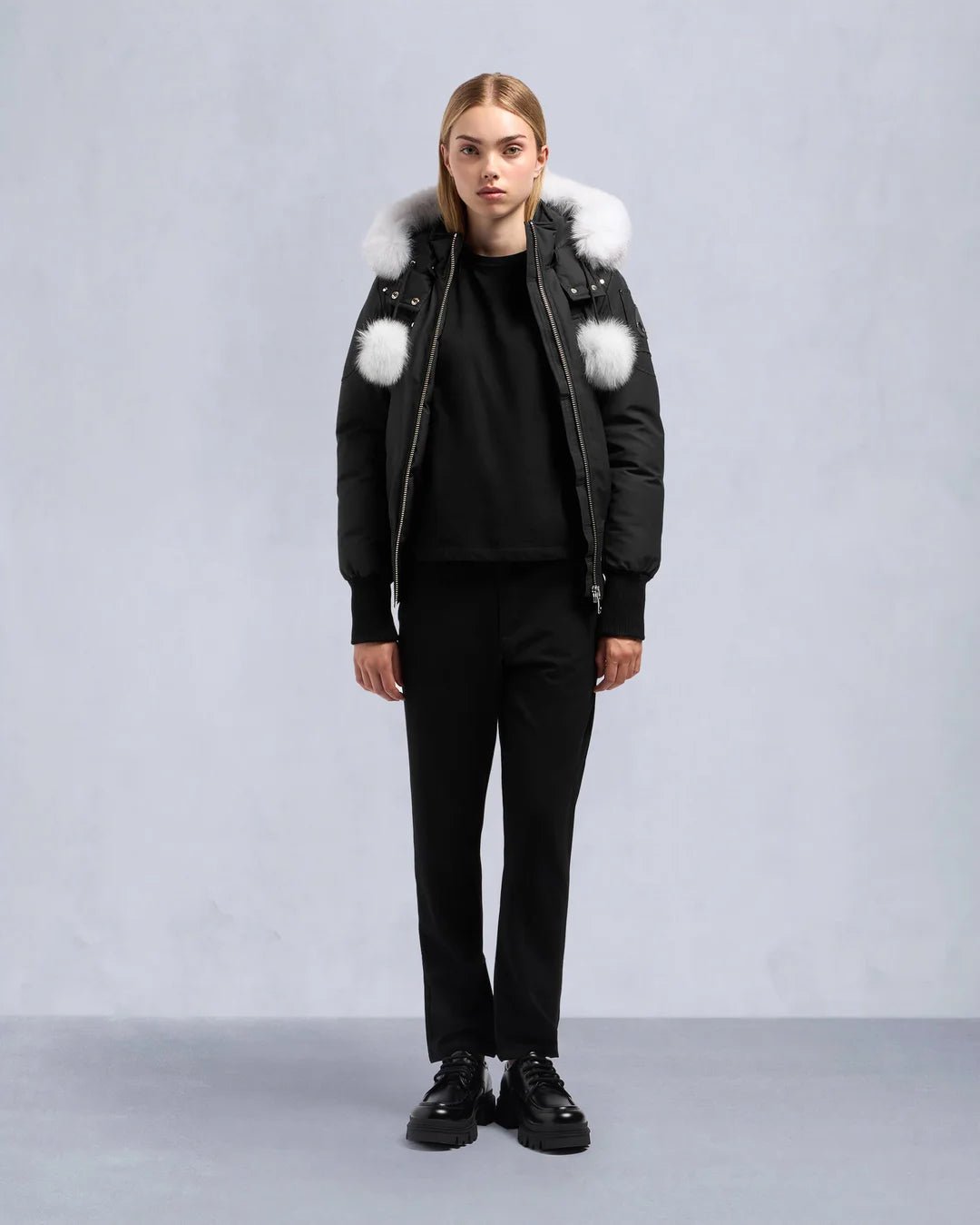 MOOSE KNUCKLES - ORIGINAL DEBBIE BOMBER FUR (pompom) - MK2002LB - Boutique Bubbles