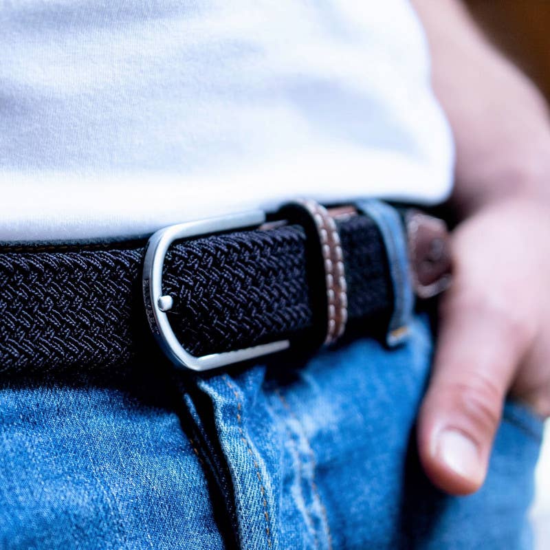 Navy Blue Elastic Braided Belt - Boutique Bubbles