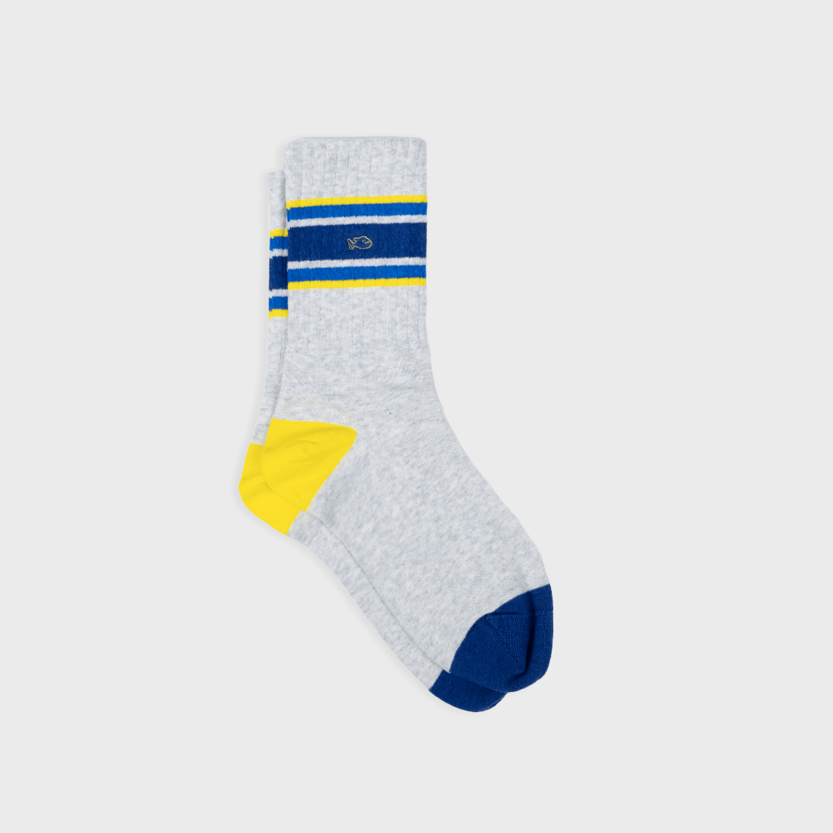 Retro combed cotton socks - Grey, blue and yellow - Boutique Bubbles