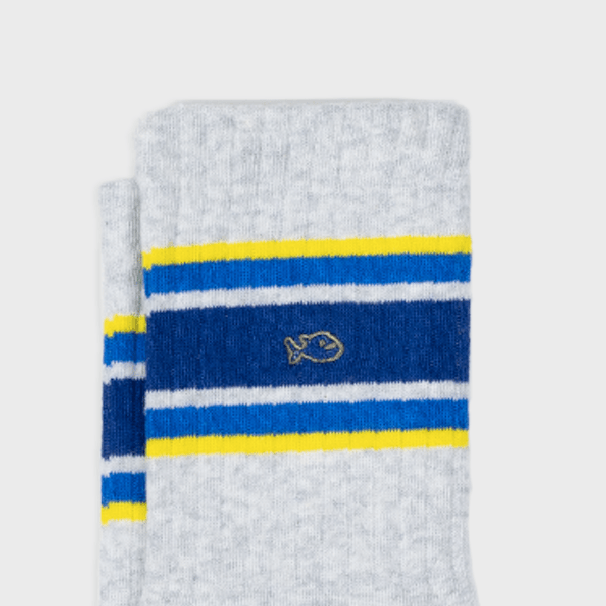 Retro combed cotton socks - Grey, blue and yellow - Boutique Bubbles