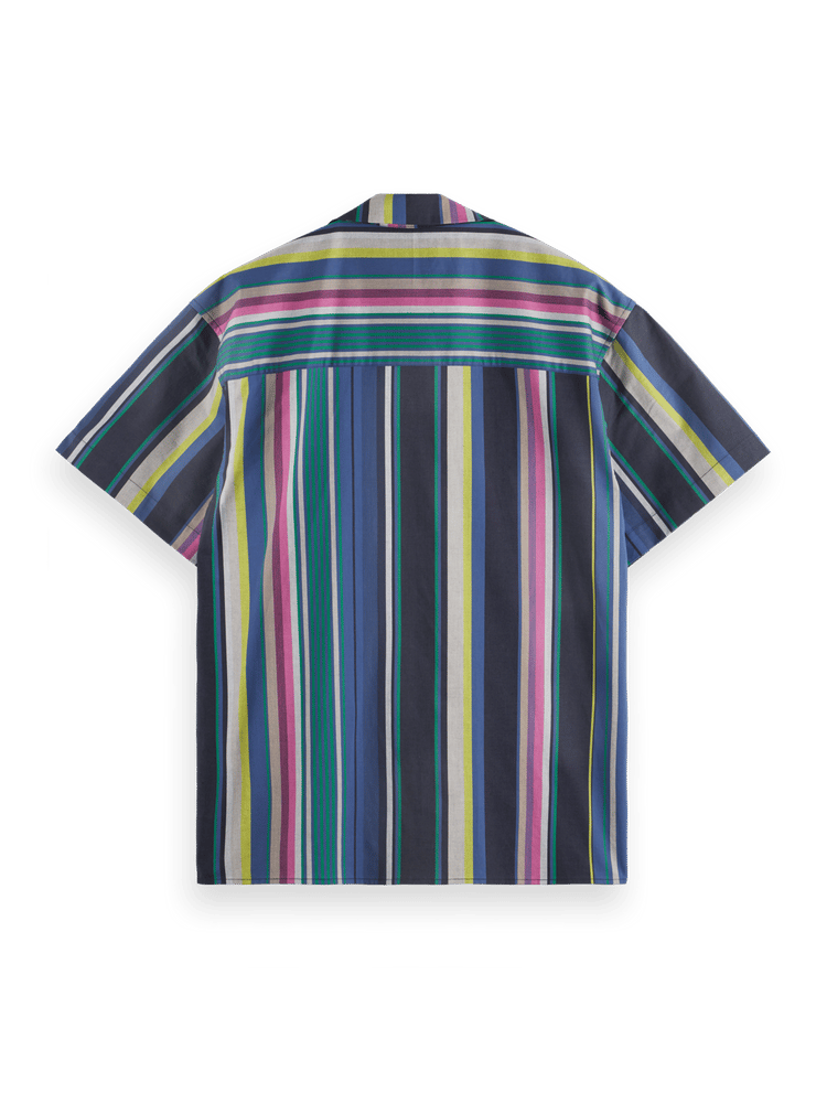 SCOTCH&SODA - Multicolour Striped Fine Cotton Poplin Hawaii Shirt - Boutique Bubbles
