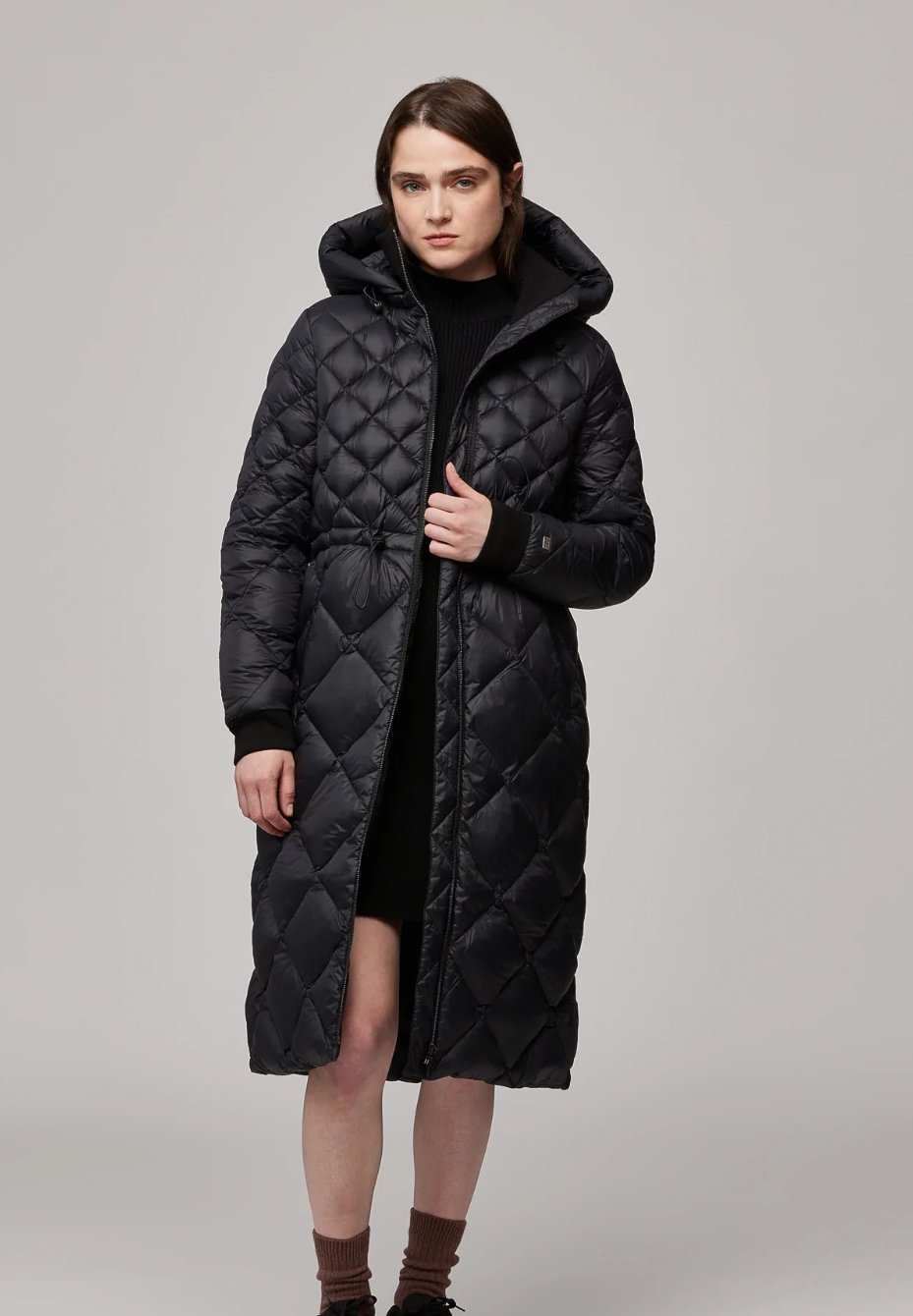 SOIA&KYO AIME - Sustainable Calf - Length Lightweight Down Coat with Hood - Boutique Bubbles
