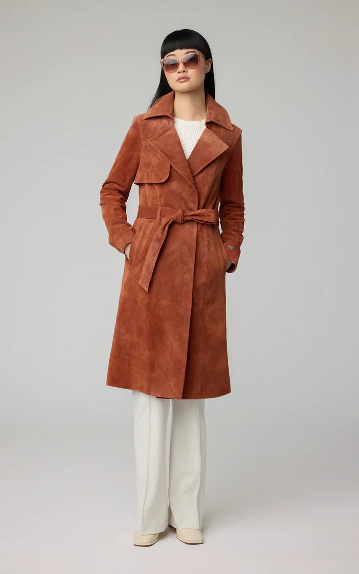 SOIA&KYO ALEXIS - N - Slim - Fit Suede Trench Coat - Boutique Bubbles