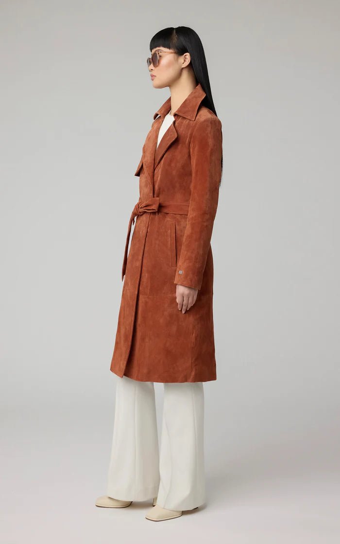 SOIA&KYO ALEXIS - N - Slim - Fit Suede Trench Coat - Boutique Bubbles